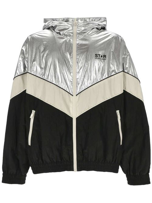 Men's windbreaker in silver and black technical fabric Golden Goose | GMP01828P00145490438